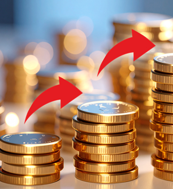 報酬のコインが右肩上がりに増えていく様子